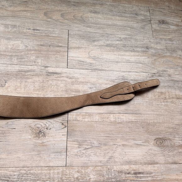 Vintage Wide Suede Waist Belt Tan Leather Statement Belt Buckle Medium Western main image 8